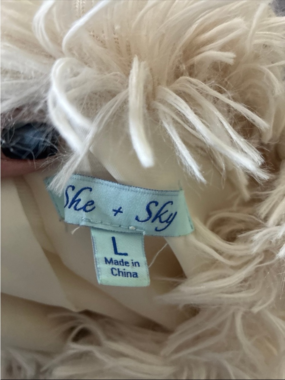 She + Sky Cream Fringe Teddy Jacket - Picture 6 of 6